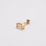 Gold color / 1 Piece Simple Series Simple Rectangle Titanium Steel   Gold Color Material Zircon Women's Stud Earrings Picture2